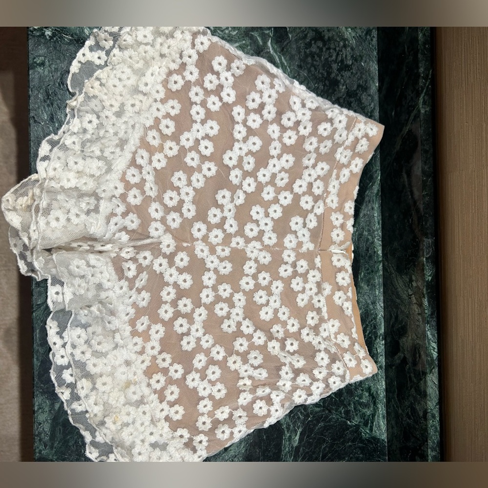 Majorelle white floral flare shorts